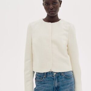 NWT H&M white woven short jacket size smalll